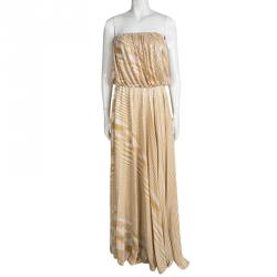 Pre Owned Missoni Multicolor Knit Sequined Strapless Gown M