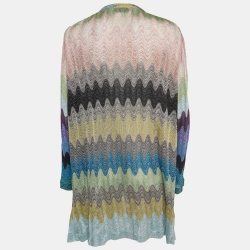 مملوكة مسبقًا Missoni Multicolor Patterned Lurex Knit Long Cardigan L