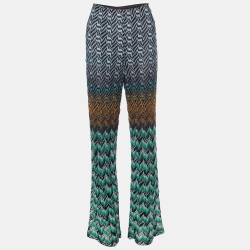 Pre Owned Missoni Multicolor Chevron Lurex Knit Palazzo Pants M