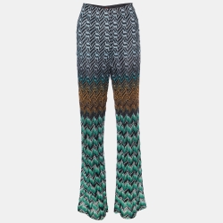 Multicolor Chevron Lurex Knit Palazzo Pants