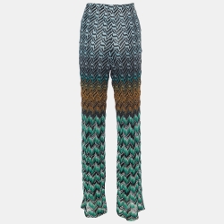Pre Owned Missoni Multicolor Chevron Lurex Knit Palazzo Pants M