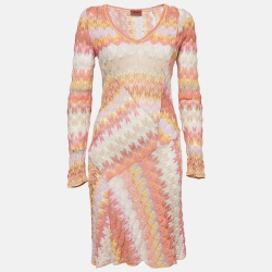 Multicolor Wave Patterned Knit Mini Dress