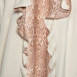 Missoni Cream Silk and Linen Ruffled Open Front Coat M