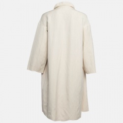 Missoni Cream Silk and Linen Ruffled Open Front Coat M