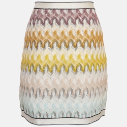 Pre Owned Missoni Multicolor Wave Patterned Knit Wrap Around Mini Skirt M