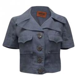Pre Owned Missoni Blue Linen Cropped Jacket M
