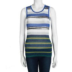 Pre Owned Missoni Multicolor Striped Lurex Ribbed Knit Sleeveless Top S