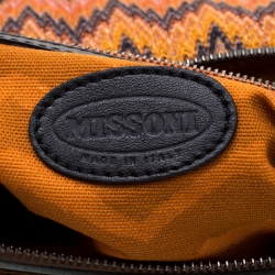 Pre Owned Missoni Multicolor Wave Canvas and Leather Shoulder Bag