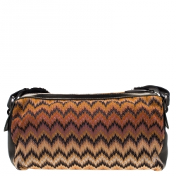 Pre Owned Missoni Multicolor Wave Canvas and Leather Shoulder Bag