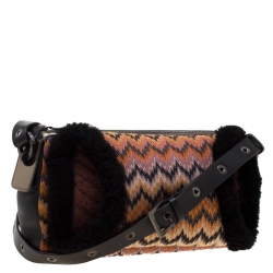 Pre Owned Missoni Multicolor Wave Canvas and Leather Shoulder Bag