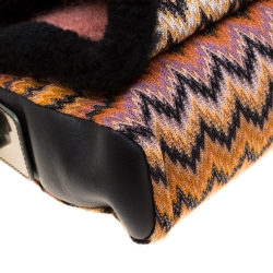 Pre Owned Missoni Multicolor Wave Canvas and Leather Shoulder Bag
