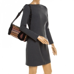 Pre Owned Missoni Multicolor Wave Canvas and Leather Shoulder Bag