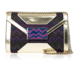 Missoni Metallic Fabric and Leather Shoulder Bag