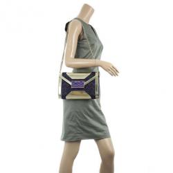 Pre Owned Missoni Metallic Fabric and Leather Shoulder Bag