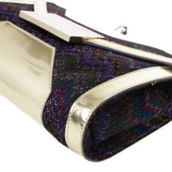 Pre Owned Missoni Metallic Fabric and Leather Shoulder Bag