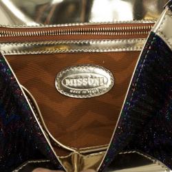 Pre Owned Missoni Metallic Fabric and Leather Shoulder Bag