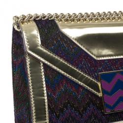 Pre Owned Missoni Metallic Fabric and Leather Shoulder Bag
