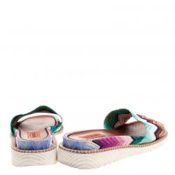 Pre Owned Missoni Multicolor Zig-Zag Print Fabric Slides Size 39