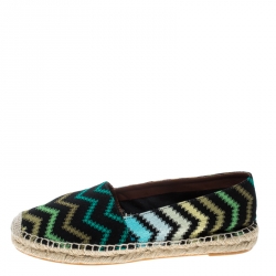 Pre Owned Missoni Black Multicolor Patterned Knit Fabric Flat Espadrilles Size 36 