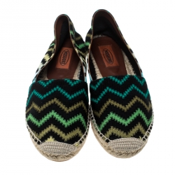 Pre Owned Missoni Black Multicolor Patterned Knit Fabric Flat Espadrilles Size 36 
