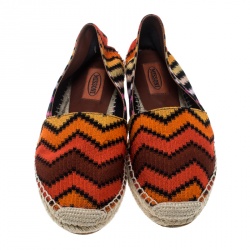 Pre Owned Missoni Multicolor Patterned Knit Fabric Flat Espadrilles Size 36 
