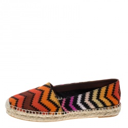 Pre Owned Missoni Multicolor Patterned Knit Fabric Flat Espadrilles Size 36 