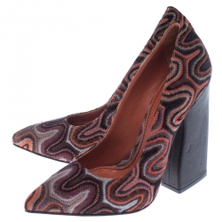 Pre Owned Missoni Multicolor Cotton Blend Fabric Block Heel Pumps Size 36