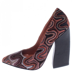 Pre Owned Missoni Multicolor Cotton Blend Fabric Block Heel Pumps Size 36