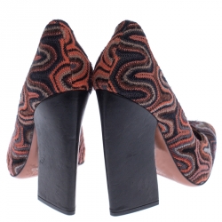 Pre Owned Missoni Multicolor Cotton Blend Fabric Block Heel Pumps Size 36