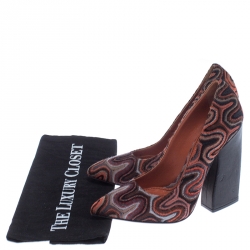Pre Owned Missoni Multicolor Cotton Blend Fabric Block Heel Pumps Size 36