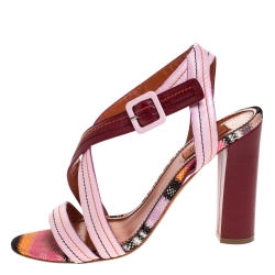Pre Owned Missoni Pink/Red Leather Strappy Sandals Size 40