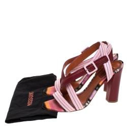Pre Owned Missoni Pink/Red Leather Strappy Sandals Size 40
