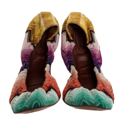 Pre Owned Missoni Multicolor Knit Fabric Scrunch Ballet Flats Size 39.5