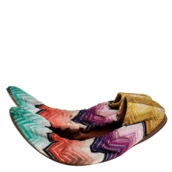 Pre Owned Missoni Multicolor Knit Fabric Scrunch Ballet Flats Size 39.5
