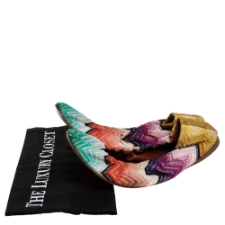 Pre Owned Missoni Multicolor Knit Fabric Scrunch Ballet Flats Size 39.5