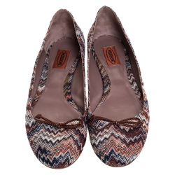 Pre Owned Missoni Multicolor Knit Ballet Flats Size 41