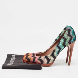 Pre Owned Missoni Multicolor Lace and Mesh Round Toe Pumps Size 38.5