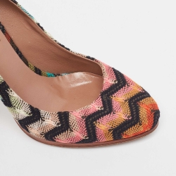 Pre Owned Missoni Multicolor Lace and Mesh Round Toe Pumps Size 38.5