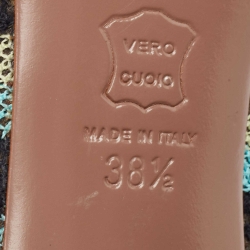 Pre Owned Missoni Multicolor Lace and Mesh Round Toe Pumps Size 38.5