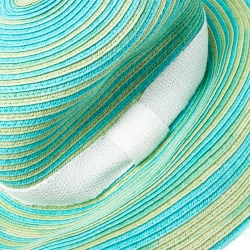 Pre Owned Missoni Turquoise Blue & Yellow Stripes Straw Beach Hat XL