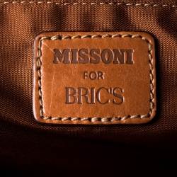 Pre Owned Missoni for Bricks Multicolor Zigzag Printed PVC and Leather Weekender Duffel Bag