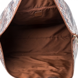 Pre Owned Missoni for Bricks Multicolor Zigzag Printed PVC and Leather Weekender Duffel Bag