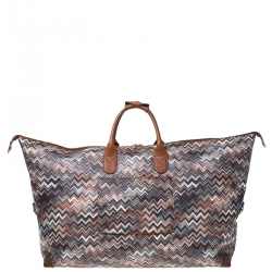 Pre Owned Missoni for Bricks Multicolor Zigzag Printed PVC and Leather Weekender Duffel Bag