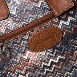 Pre Owned Missoni for Bricks Multicolor Zigzag Printed PVC and Leather Weekender Duffel Bag