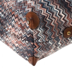 Pre Owned Missoni for Bricks Multicolor Zigzag Printed PVC and Leather Weekender Duffel Bag