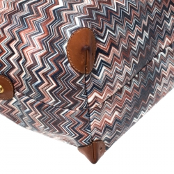 Pre Owned Missoni for Bricks Multicolor Zigzag Printed PVC and Leather Weekender Duffel Bag
