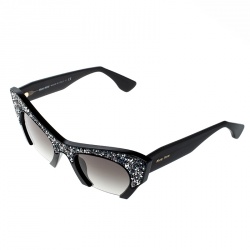 Miu Miu Black/ Black Gradient Crystal Embellished SMU 01Q Cut Out Sunglasses