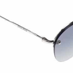 Miu Miu Silver/Blue Grey Gradient Silver Mirrored SMU54U Aviator Sunglasses