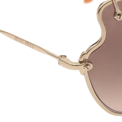 Pre Owned Miu Miu Gold/Brown SMU 56R Butterfly Sunglasses