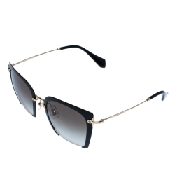 Pre Owned نظارة شمسية ميو ميو راسوار ذهبية وبنية متدرجة / سوداء مربعة